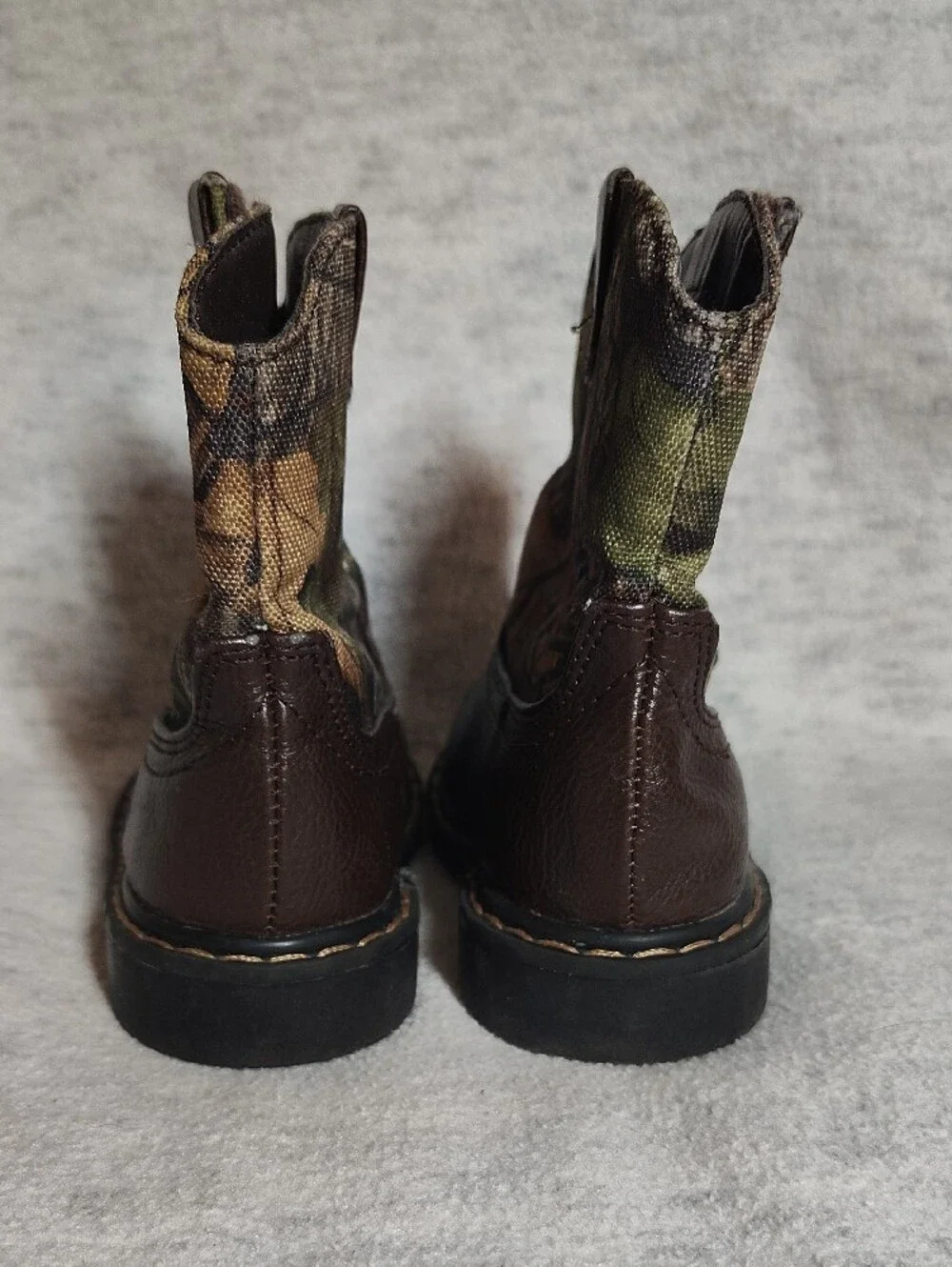 Garanimals Brown Leather-Look & Green Camouflage Pull-On Kids Boots